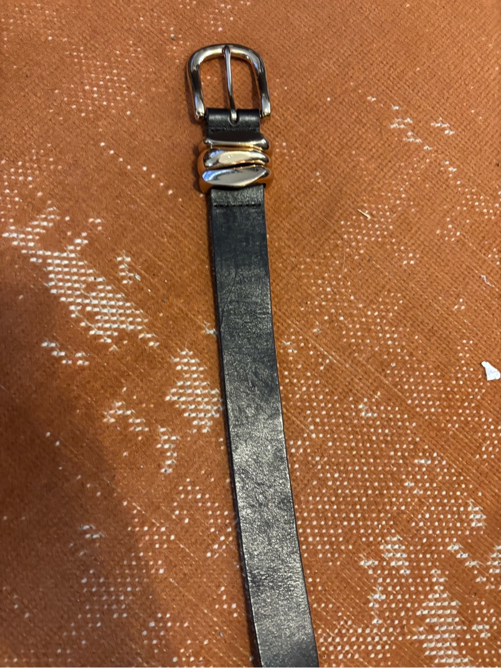 Anthropologie Black Leather Belt with Gold Metal Buckle Size M
